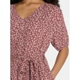 thumbnail image 4 of Time and Tru Women’s Crinkle Maxi Dress with Short Sleeves, Sizes XS-XXXL, 4 of 5