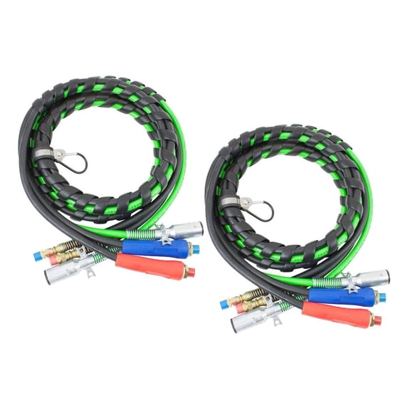 (2 Pack) 3-in-One Rubber Air Hose Electrical Cable Wrap 12' Air Line Hose