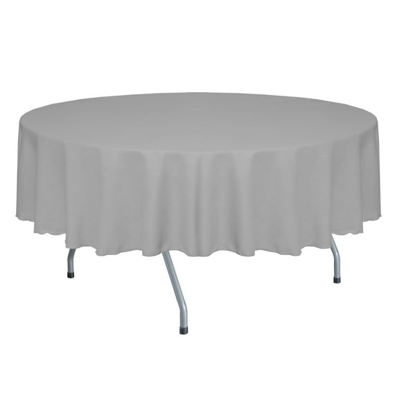 Ultimate Textile (2 Pack) Faux Burlap - Havana 84-Inch Round Tablecloth - Basket Weave, Silver Grey