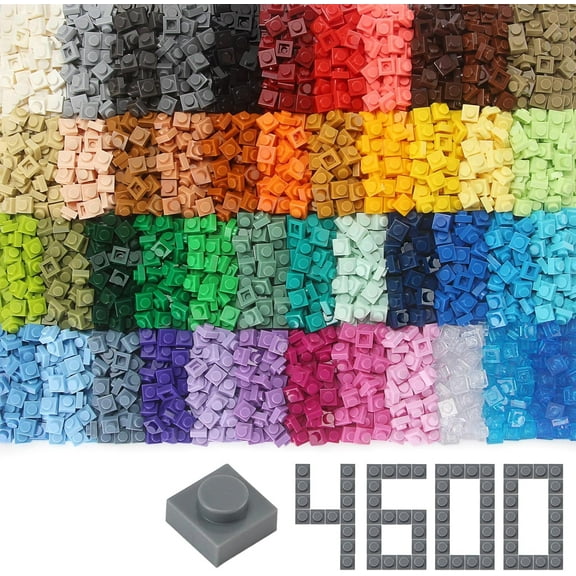 Basic 4600 Pieces Plate 1x1 Studs 46 Colors Parts Building Play Blocks Set Toy Classic Basic Bricks Compatible with 3024