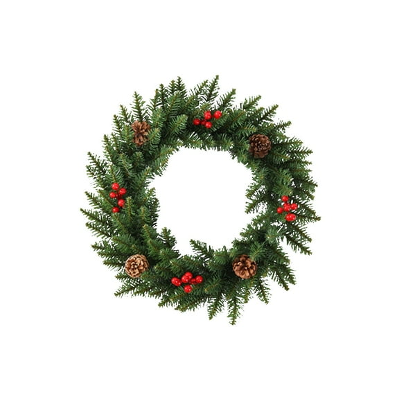 ZMKIAG Christmas Pinecone and Berry Artificial Wreath with Festive Greenery - 15.75 Inch Natural Looking Garland for Front Door, Mantel and Winter Holiday Home Decor
