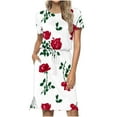 thumbnail image 2 of Robe d'Été pour Femmes 2024 Mode Grande Taille Décontractée Col Rond Bretelles Manches Courtes Imprimé Floral Robe Ample avec Poche Rabais de 50 % Liquidation!, 2 of 7