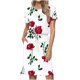 thumbnail image 2 of Puntoco Vestido Suelto Informal Con Cuello Redondo Y Manga Corta Con Estampado Floral Y Bolsillos Para Mujer, Vestido De Cuello Redondo Y Manga Corta, Blanco M,Regalos Para Mujer Joven, 2 of 7