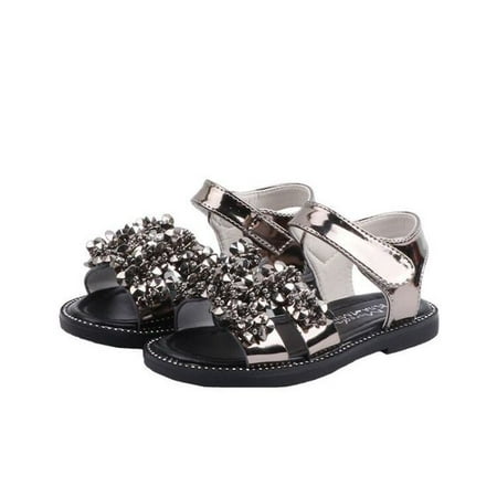 

DancePeanut Children Summer Shoes 1-12 Years Girls Rhinestone Sequins Sandals Princess Dress Shoes Soft Sole Beach Shoes Baby 21-36