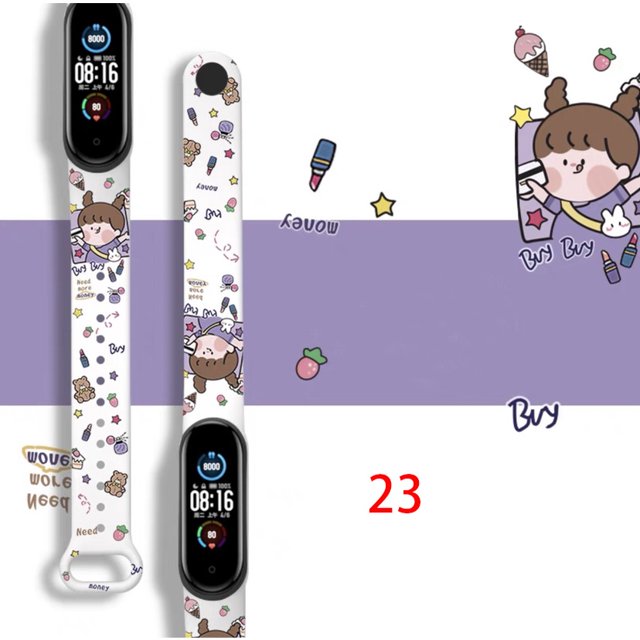 Pulsera de silicona banda de moda de dibujos animados patrón de la correa para Xiaomi Mi Band 7 6 5 4 3 para Xiaomi Miband 5 6