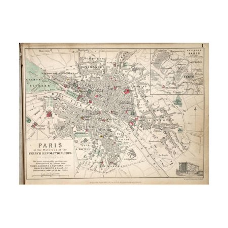 Map of Paris at the Outbreak of the French Revolution, 1789, Published by William Blackwood and… Print Wall Art By Alexander Keith