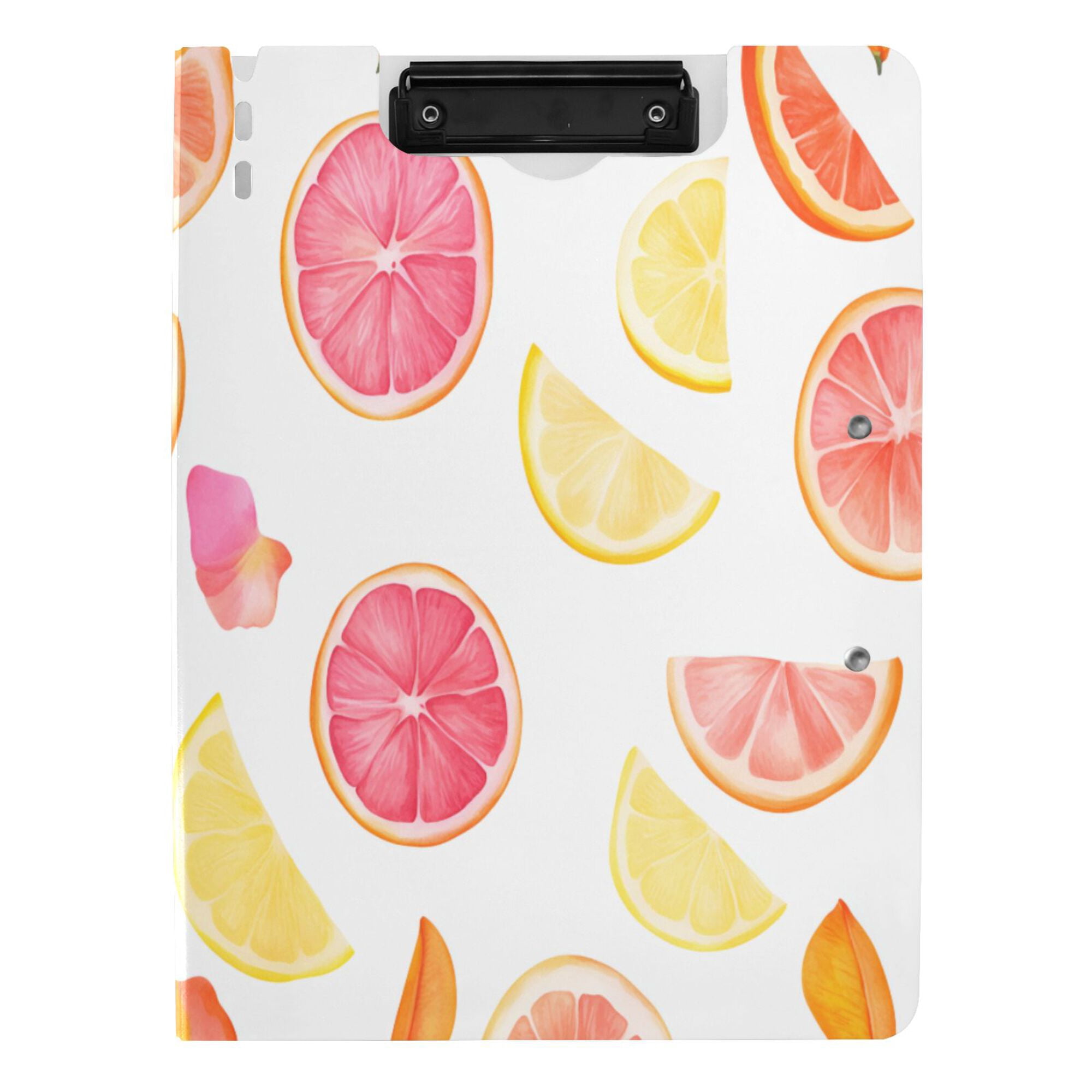 FORMRS A4 Clipboard Folder with Pen Holder Horizontal Foldable School Office Binder, White Grapefruit Slices