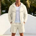 thumbnail image 2 of JFOPQVSM Men’s Tracksuit Sweatsuits Full Zip Long Sleeve Hooded Jacket and Shorts Athletic Casual Workout 2 Piece Set Pant Suits for Men, 2 of 4