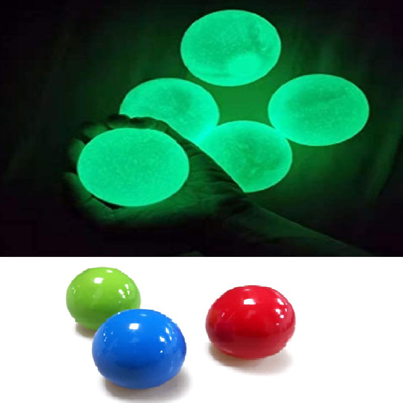 4pcs Sticky Balls Squeeze  Fluorescent Ceiling Stress Relief Relax Kids Adult 