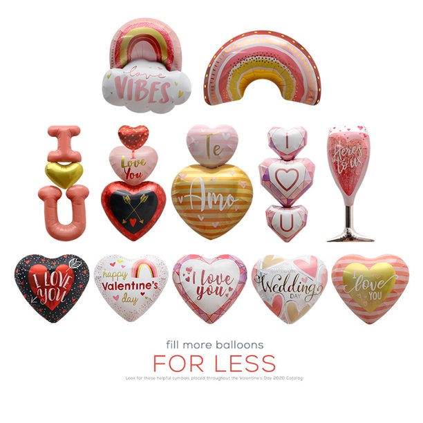 Globo de película de aluminio con forma de dibujos animados y tema de San Valentín, decoración para fiestas, bodas