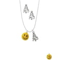 thumbnail image 2 of Delight Jewelry Resin Large 3-D Happy Face Silver tone Zig Zag Christmas Tree Charm Necklace and Stud Earrings, 2 of 4