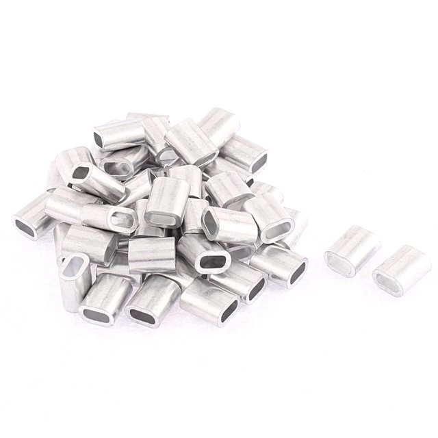 2.5mm Acero Cuerda De Alambre De Aluminio Manguitos Manguitos Accesorios Clip De Lazo 50 Pcs