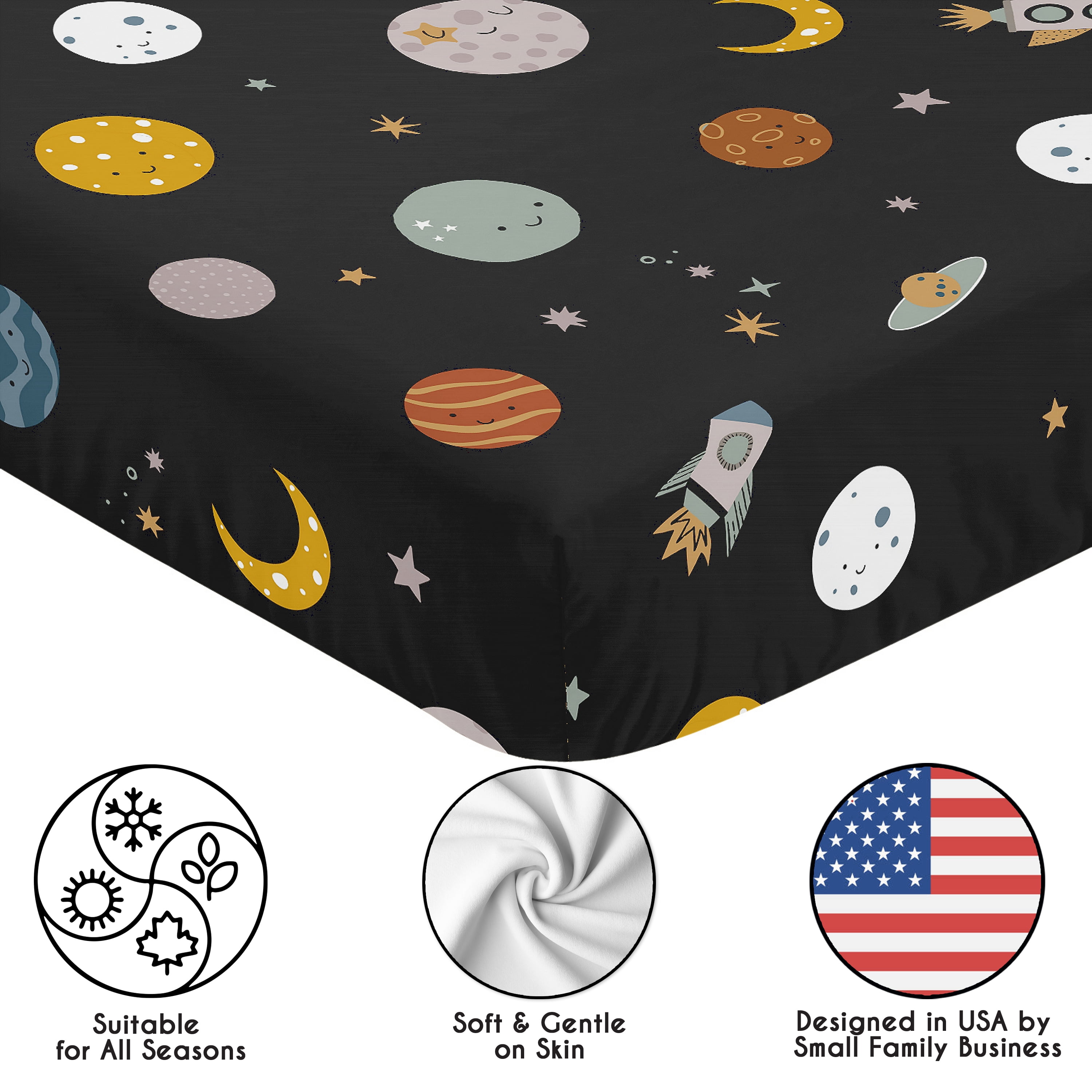 Sweet Jojo Designs Black Space Galaxy Boy Fitted Crib Sheet