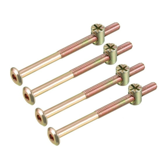 4set Furniture Bolt Nut Set M6x70/75/80/85/90/100mm M6 Hex Socket Screw with Barrel Nuts Phillips-Slotted Zinc Plated