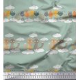 thumbnail image 1 of Soimoi Rayon Fabric Floral,Clouds & Cat Kids Print Sewing Fabric Yard 56 Inch Wide, 1 of 3