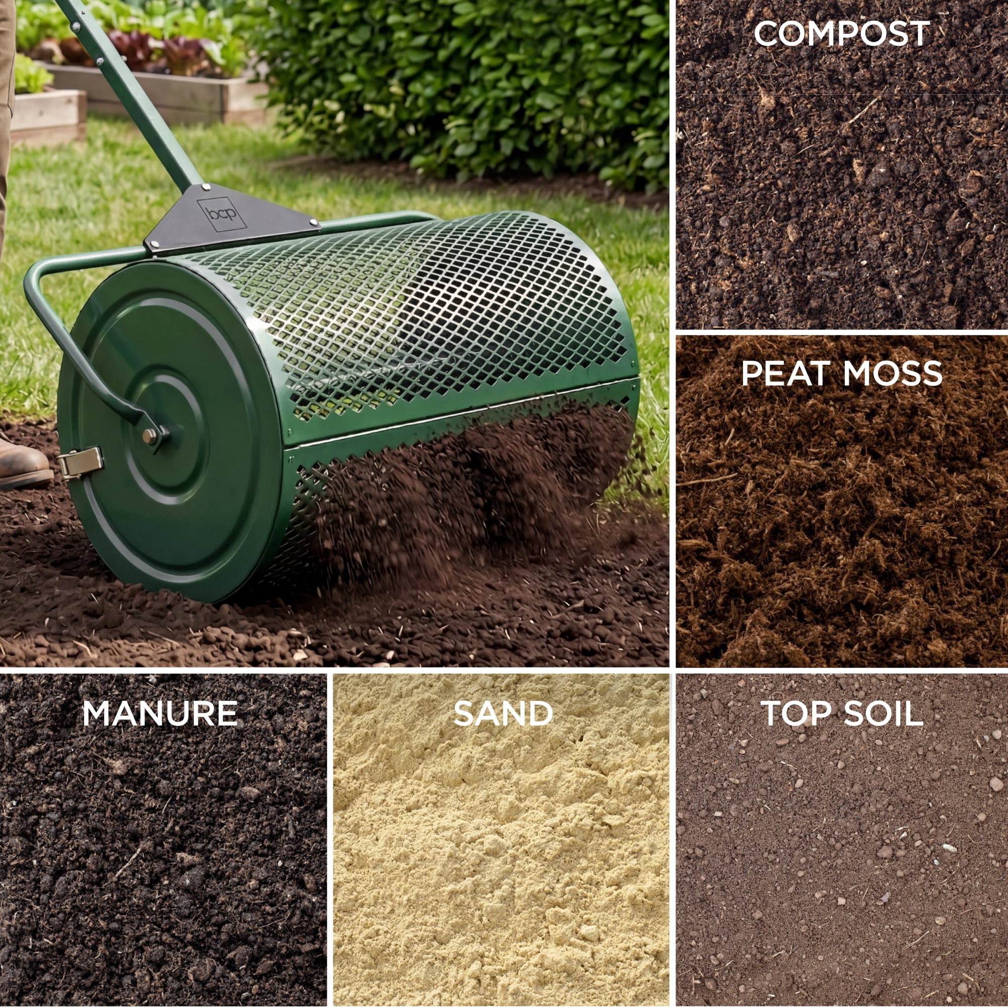 Best Choice Products 24" Compost Spreader, Steel Lawn & Peat Moss Topdresser, Adjustable T-Shaped Handle