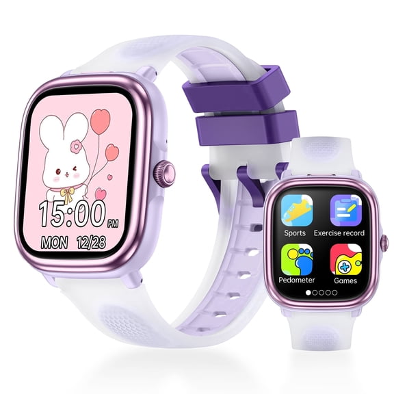 1.83'' Kids Smart Watch for Boys and Girls No Phone Needed Built-in Game, Storybooks, Word Learning, Calculator, Pedometer Activity Tracker （Purple）