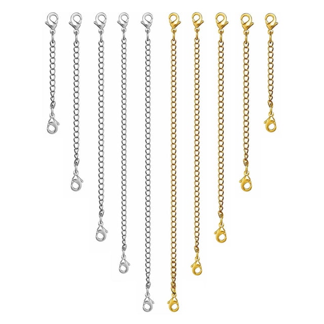 Extensor de collar OHINGLT, 10 unidades, cadena chapada en oro y plata de 14 quilates