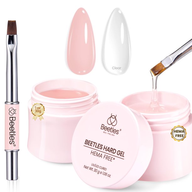 Gel duro para uñas Beetles, sin hematías, 30 ml, 9 en 1, transparente y nude