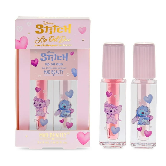 Mad Beauty I Heart Stitch Lip Oil Duo, Raspberry, Rhubarb Scent, .2 fl oz