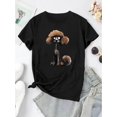 thumbnail image 2 of T-Shirt Imprimé Chien Original pour Femmes - Col Rond Décontracté Manches Courtes, Haut d'Été Confortable en Mélange de Polyester, Lavable en Machine Fête des Pères, Fête des Mères, Nouvel An, Festival du Printemps, Saint-Valentin, 2 of 6