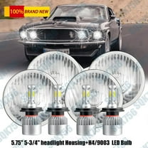 4PCS For Ford Mustang 1969 5.75" 5-3/4" Round LED Headlights Hi-Lo Beam Upgrade