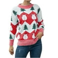 thumbnail image 2 of Lilgiuy Women Christmas Sweater Trendy Snowman Xmas Tree Graphic Oversized Pullover Sweaters Casual Loose Long Sleeve Tops for Christmas Halloween, 2 of 3