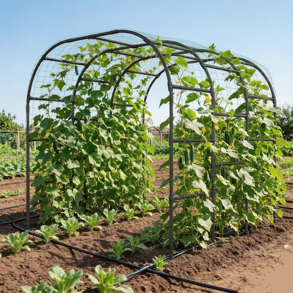 Garden Arch Trellis for Climbing Plants Outdoor, 88" x 88" x 88" Metal Core Tall Archway Tunnel Plant Support for Cucumber, Tomato, Vine Flowers, Vegetables, Climbing Plants