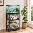 thumbnail image 3 of Snughome 10 Gallon Aquarium Stand, 3 Tier Fish Tank Stand with Storage, Heavy Metal Reptile Tank Stand, Holds 220lbs, 20.47" x 11.42" x 30.91", Black, 3 of 8