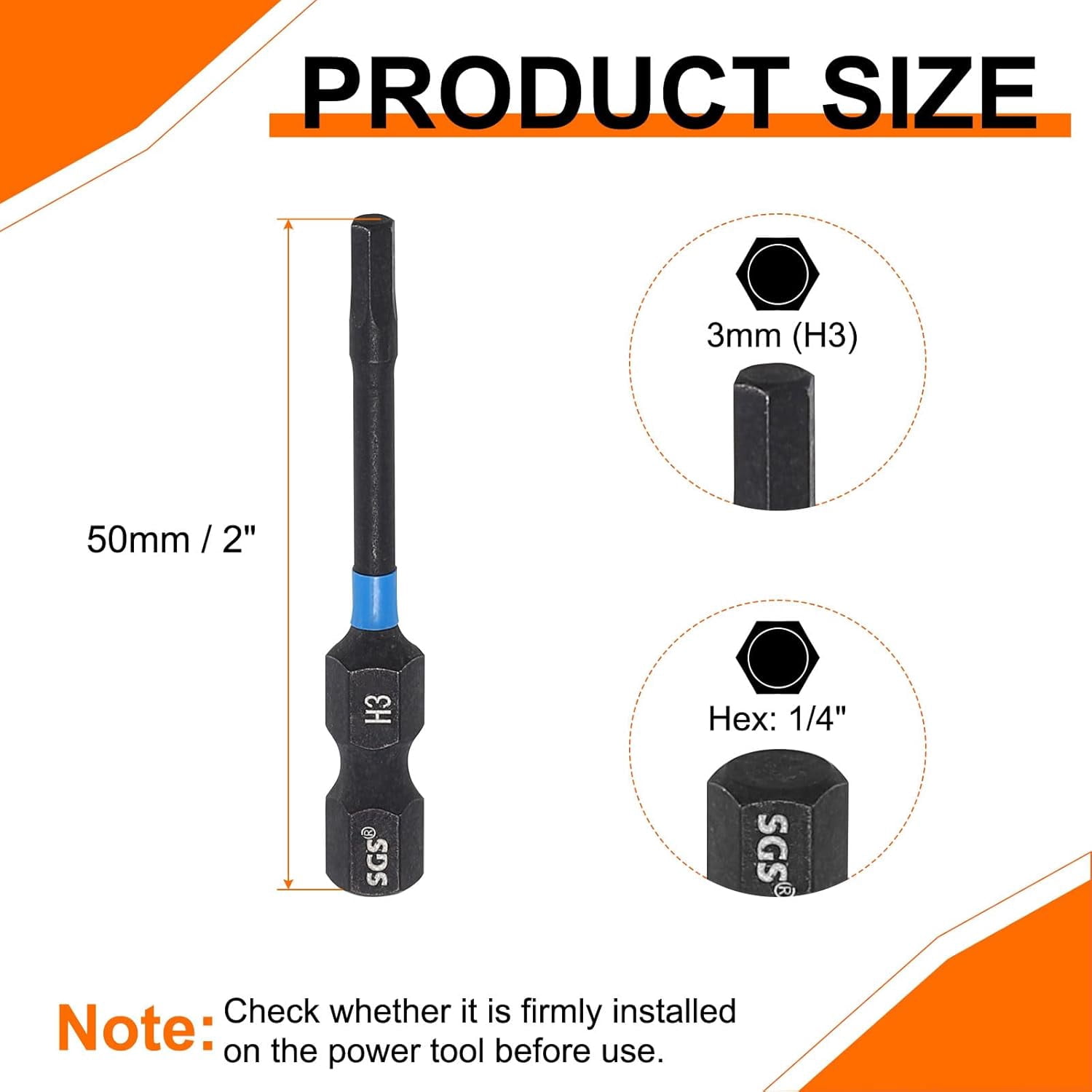 FRKSMD-5pcs Hex Head Wrench Drill Bit 3mm(H3) 1/4" Hex Shank 2"(50mm) Length S2 Steel Magnetic Hexagon Impact Drivers Metric Screwdriver Bit
