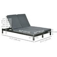 thumbnail image 3 of Outsunny Chaise Longue Double en Osier - Ensemble de 2, Noir / Gris, 3 of 10