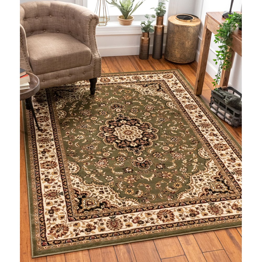 Noble Medallion Red Green Ivory Light Blue Black Persian Floral