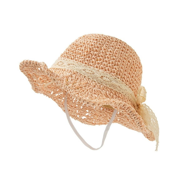 XZNGL Temperament Girls Seaside Bow Sun Hat Breathable Childrens Baby Girl Weave Hat