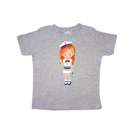 

Inktastic Cute Girl Boat Captain Skipper Orange Hair Gift Toddler Toddler Girl T-Shirt