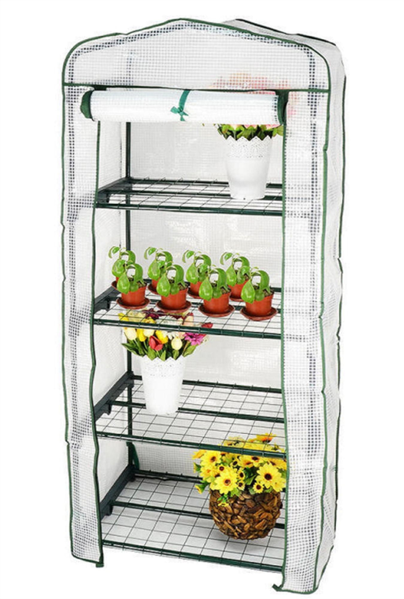 Quality 4 tier Mini 63" Portable Greenhouse  w/ Shelves Plant Green House 
