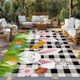 thumbnail image 2 of Easter Bunny Outdoor Rug for Patio/Deck/Porch, Non-Slip Large Area Rug 3 x 5 Ft, Spring Easter Eggs Floral White Black Plaid Indoor Outdoor Rugs Washable Area Rugs, Camping Rug Carpet Runner, 2 of 8