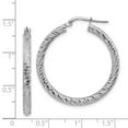 thumbnail image 2 of 14k 3x25 White Gold Sparkle-Cut Round Hoop Earrings 33.25x32.25mm Wide 3mm Thick Hoop Earring for Women, 2 of 2