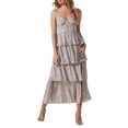 thumbnail image 3 of Womens Slip Layered Maxi Dress Floral Sleeveless Backless Beach Hawaiian Split Slit Long Dress, 3 of 6