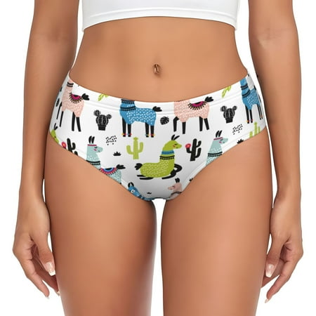 Womens Underwear - Rustic Funny Cute Alpaca Cactus No Show Seamless Underwear for Women  Soft Comfort Stretch Women s Panties  Hipster Ladies Panties Bikini Underwear Briefs