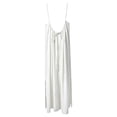 thumbnail image 4 of Bysome Women Dresses Solid Color Sleeveless Round Neck Slit Dress Summer Breathable Women Dress Size M White, 4 of 7