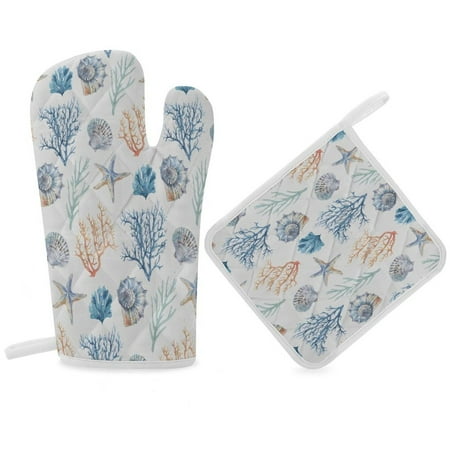 

Nautical Ocean Starfish Shell Conch Summer Oven Gloves And Pots Stand Set Oven Gloves And Pot Racks Pot Racks And Oven Gloves Set