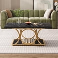 thumbnail image 3 of 47.24-inch Coffee Table, Rectangle 2-Tier Faux Marble Wood Coffee Tables with Geometric Metal Legs, 3 of 5