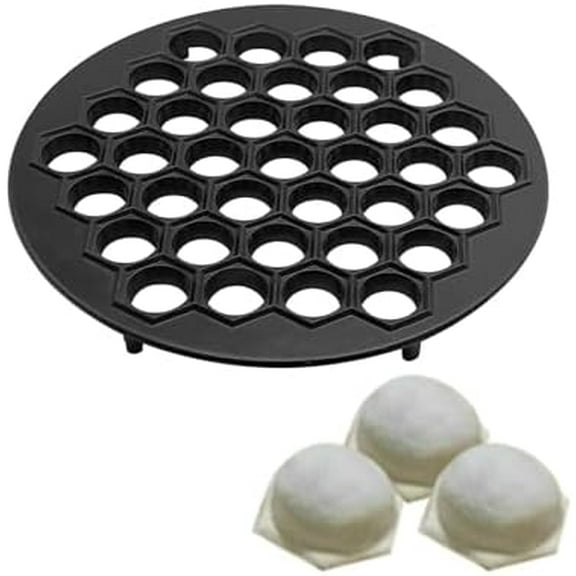 Russian Pelmeni Maker, Dumplings Mold, Metal Ravioli Maker, Pelmeni Meat Dumplings Maker, 37 Holes Handmade Dumpling Cutter, Black