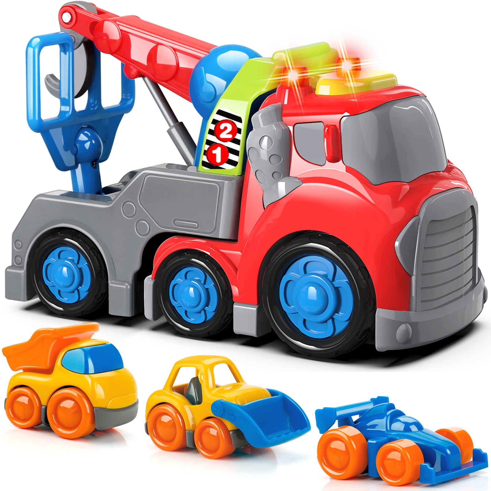 Toy Crane Trucks for Boys 1 2 3 Years Old, Construction Truck Toy Set