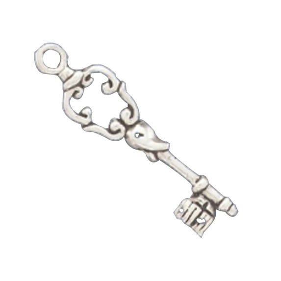 Sterling Silver 18" .8mm Box Chain 3D Ornate Antique Key Pendant Necklace