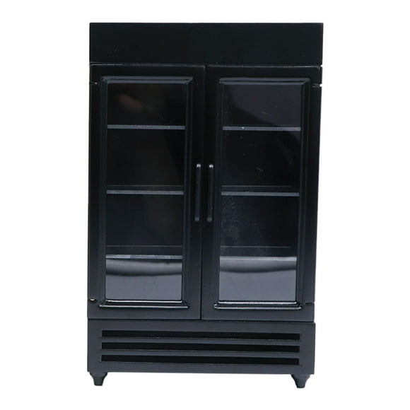 ethersell88 1/12 refrigerador para fiesta juguetes juego escena Negro Zulema mini refrigerador