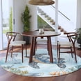 thumbnail image 3 of Ocean Themed Round Rugs for Living Room 6ft Nautical Sea Turtle Jellyfish Watercolor Blue Non Slip Circle Rug Washable Low-Profile Indoor Carpet for Bedroom, Dining Room, Bathroom, 3 of 9