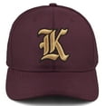 thumbnail image 2 of Daxton Premium Mid Profile Hat Semi Curved Visor Burgundy Cap Black Gold Gothic Embroidered, Letter K, 2 of 4
