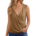 thumbnail image 5 of Cilsoka Womens Summer V Neck Wrap Tank Tops Casual Dressy Ruched Vest Tops Slim Fit Work Sleeveless Shirts, 5 of 6