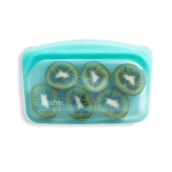 Stasher Premium Food-Grade Silicone Reusable Food Storage Container, Holds 12 oz, PEVA-Free, Leak Free Pinch Loc Seal, Aqua, 1 Bag, Mother's Day Gifting